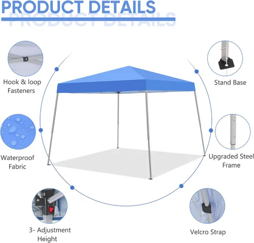 Vista 5 de GDY Toldo para exteriores de 10 x 10 pies, carpa desplegable portátil, toldo plegable instantáneo, toldo impermeable para patio, toldo impermeable
