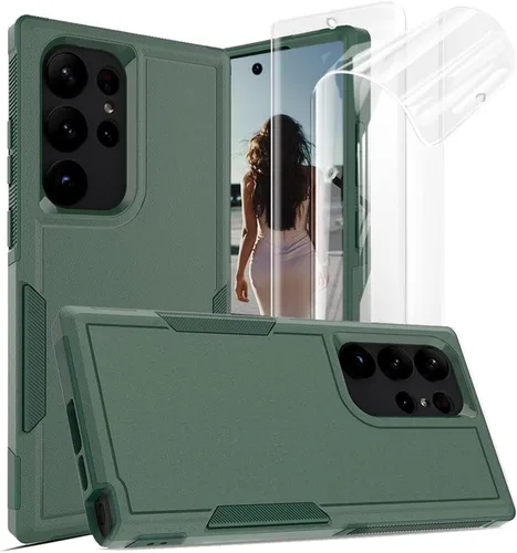 Vista 90 de Jeylly Funda para Samsung Galaxy S10 Plus S10+, ajuste delgado, doble capa, resistente, absorción de golpes, TPU con carcasa trasera de Negro