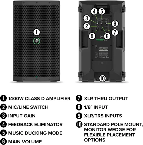 Vista 6 de Mackie Thump210 - Altavoz compacto de 10 pulgadas y 1400 W con controladores de servicio pesado y modo de ducking de música