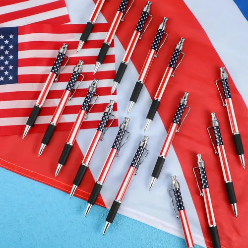 Vista 4 de Tenare 32 bolígrafos de tinta de gel negra con temática patriótica de Estados Unidos de 0.039 pulgadas, Día de la Independencia, 250 aniversario