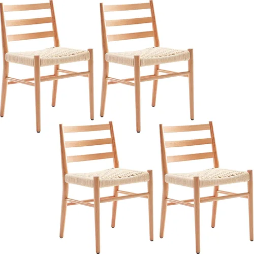 Vista 9 de Stary Sillas de comedor de madera de la rota con el asiento tejido cómodo, totalmente montadas Nuevo Negro - Juego de 2