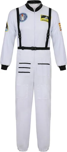 Vista 8 de Zhitunemi Disfraz de astronauta para hombre, ropa de vestir para adultos, overol de fantasía espacial para cosplay