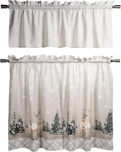 Vista 76 de Maison d' Hermine Juego de cortinas de cocina para ventanas, juego de cortinas de cocina 100% algodón, cenefas para el hogar [2 niveles