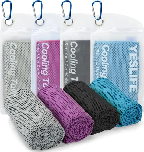 Vista 14 de YESLIFE Paquete de 4 toallas refrescantes de 40 x 12 pulgadas, toallas de gimnasio para hombres y mujeres, toallas de entrenamiento suaves y Negro