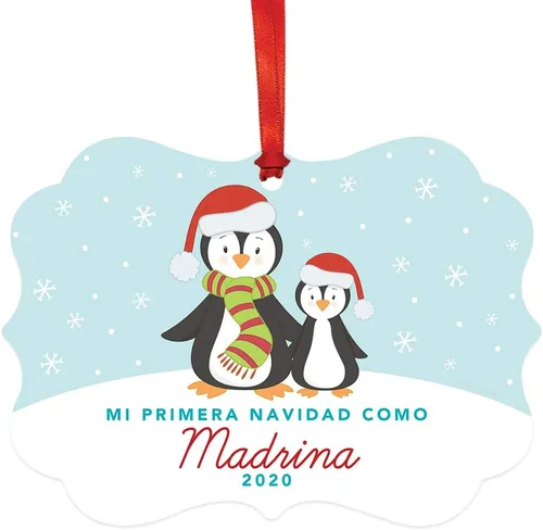 Vista 23 de Andaz Press Adorno de recuerdo de Navidad con marco de fantasía de familia española, Nuestra Primera Navidad Como UNA Familia De Tres 2024, Familia