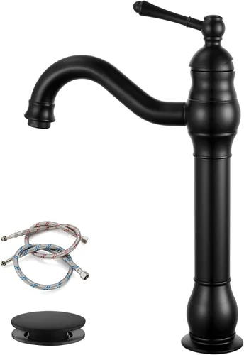 Vista 11 de gotonovo Grifo para lavabo de recipiente, boquilla giratoria 360°, grifo de baño de una sola manija, alto, 1 agujero, lavabo de granja, grifo