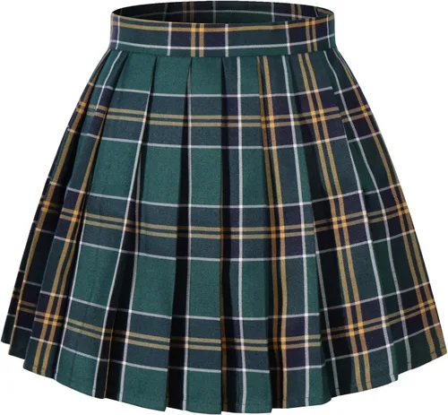 Vista 10 de Faldas plisadas a cuadros de cintura alta para mujeres y niñas, talla grande, uniforme escolar, mini disfraces de cosplay