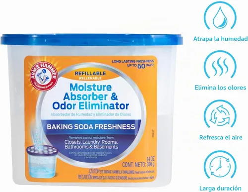 Vista 5 de Arm & Hammer Absortor de humedad recargable sin fragancia y eliminador de olores, bañera de 14 onzas