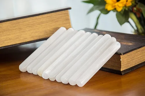 Vista 2 de JIC Gem Varitas redondas de selenita, 10 piezas de piedra de cristal áspero natural, para sanación de chakras Reiki, decoración del hogar, 5.5-5.9 in