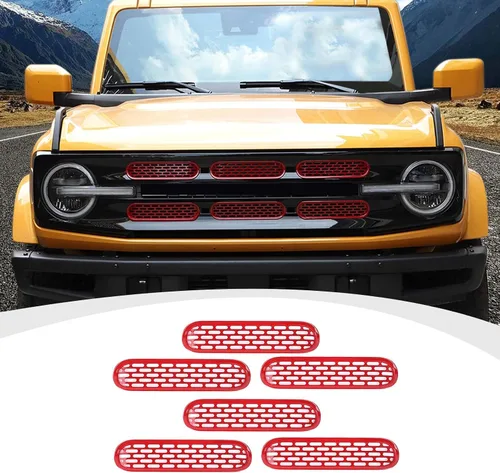 Vista 9 de RAZPOY Para insertos de parrilla de malla Bronco, 6 piezas de cubierta protectora de rejilla frontal con clip compatible con accesorios exteriores