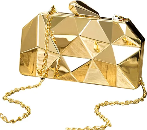 Vista 4 de CLARA Bolso de embrague de noche de metal geométrico para mujer