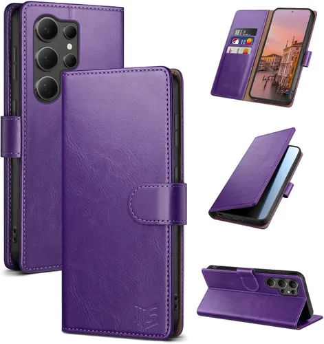 Vista 21 de SUANPOT - Funda para Samsung Galaxy S23 Ultra con bloqueo RFID, tarjetero con funda protectora de PU para teléfono, para mujeres y hombres