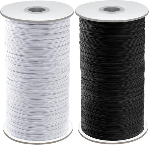 Vista 11 de Coopay Bandas elásticas planas de 1/2 pulgada de largo y 100 yardas de largo, cuerda elástica plana para coser proyectos de bricolaje, artes y Blanco