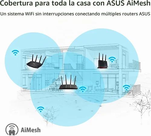Vista 7 de [Usado] ASUS Router AX3000 WiFi 6 (RT-AX57) - Router de Internet inalámbrico Gigabit de doble banda, juegos y transmisión, compatible con AiMesh