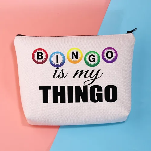 Vista 6 de BDPWSS Regalos divertidos de bingo bolsa de maquillaje de bingo regalo de jugador de bingo Bingo es mi Thingo para jugador de bingo regalo regalo