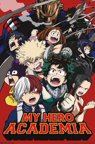 Vista 11 de My Hero Academia - Póster de pared Key Art 2, 22.4 pulgadas de largo x 14.7 pulgadas, versión enmarcada en madera de granero