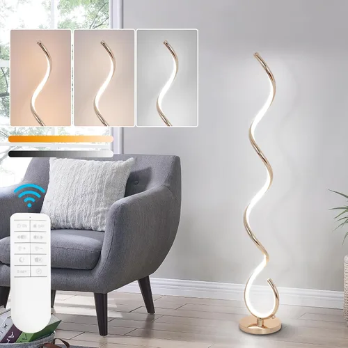 Vista 11 de EIDISUNY Lámpara de pie moderna para sala de estar, lámparas de pie LED en espiral de 3 colores con control remoto e interruptor de pie, lámpara