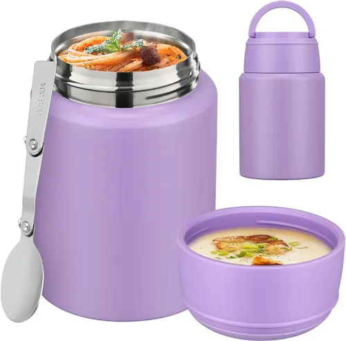 Vista 21 de Termo de sopa para comida caliente para niños, tarro de comida aislado de 16 onzas, contenedor térmico a prueba de fugas para niños, lonchera