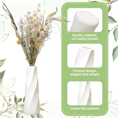 Vista 5 de Didaey 30 jarrones de plástico compuesto a granel, pequeños jarrones cónicos altos para centros de mesa, jarrón irrompible para decoración de bodas