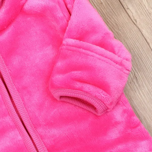 Vista 7 de Noubeau Gorro de forro polar con capucha y cremallera para bebés, niños y niñas, abrigo cálido para otoño e invierno