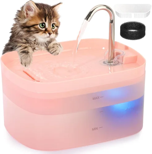 Vista 8 de Fuente de agua para gatos, fuente para gatos de 84 onzas/2.5 L, fuente de agua súper silenciosa para mascotas, filtro de carbón activado