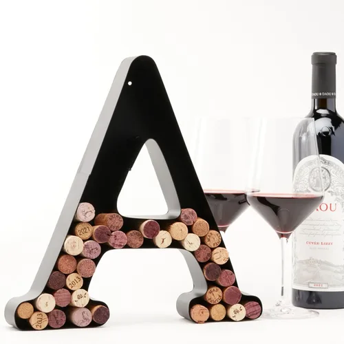 Vista 8 de Soporte de corcho con letra de vino (C) Arte decorativo de pared