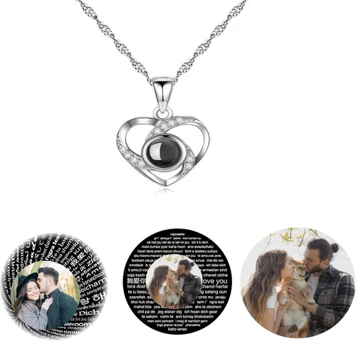 Vista 3 de Collar de foto personalizado, collar de proyección de fotos personalizada, collar de imagen, regalo de joyería con foto personalizada para mujeres
