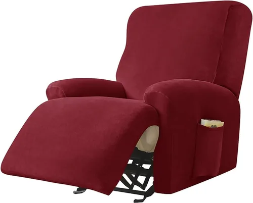 Vista 17 de LazyBoy - Funda para silla reclinable jacquard, fundas elásticas de terciopelo de color liso para sillas reclinables, 4 piezas, protector de muebles