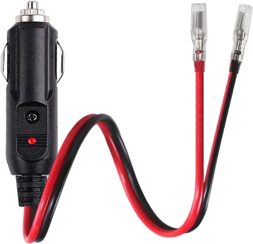 Vista 2 de Paquete de 2 enchufes macho para encendedor de cigarrillos macho de 12 V 24 V, enchufe macho de 14 AWG con cable de extensión de 1 pie y luz LED, 14
