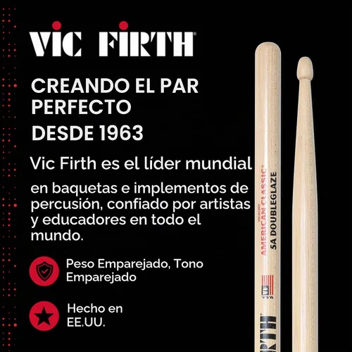 Vista 8 de Vic Firth Baquetas American Classic 5A DoubleGlaze - Doble capa de acabado lacado