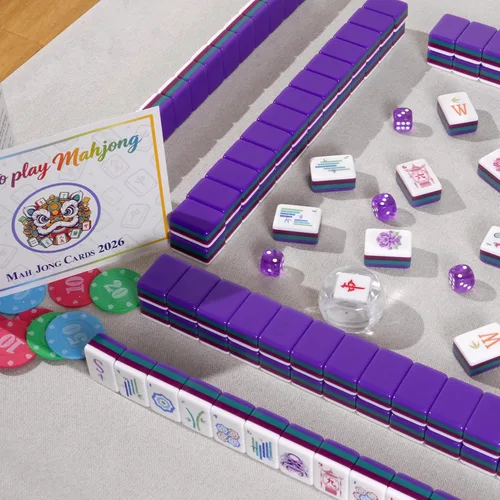 Vista 5 de Juego de azulejos Mahjong americanos de acrílico 160 (morado)
