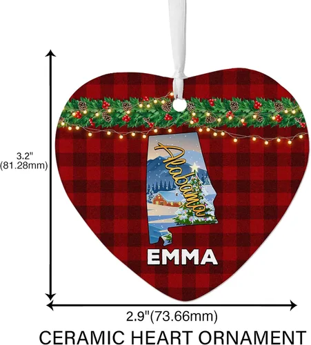 Vista 2 de Prezzy Adorno del mapa del estado de Alabama para decoración de árbol de Navidad, regalo personalizado de primera Navidad para amigos, familia