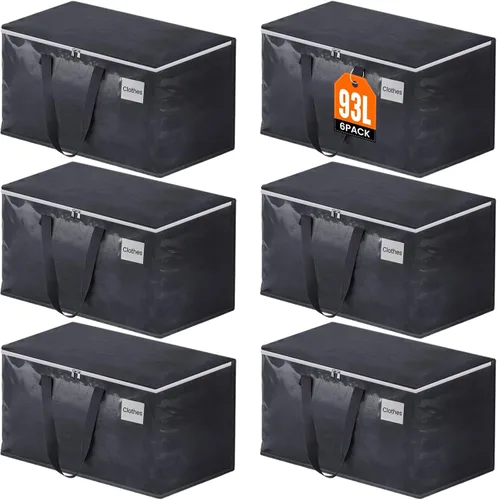 Vista 12 de Fabspace Bolsas de mudanza resistentes con cremalleras fuertes y asas, suministros de mudanza plegables, bolsas de almacenamiento para embalaje