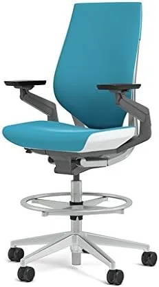 Vista 17 de Steelcase Gesture 442 - Taburete de tela berenjena, respaldo envuelto, marco ligero