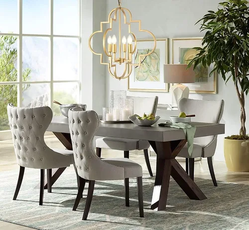 Vista 3 de Wellmet Lámpara de araña Orb Dorada, 4 luces, estilo vela, geométrica, para comedor, vestíbulo, entrada, pasillo, comedor y sala de estar, 22.4