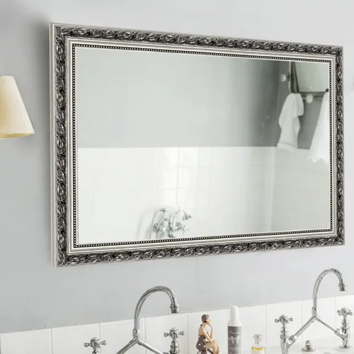 Vista 9 de Espejos rectangulares enmarcados de baño para pared, espejo de pared para colgar vertical u horizontalmente para sala de estar, dormitorio