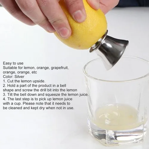 Vista 4 de Exprimidor manual de taladro de limón, mini exprimidor de mano portátil de acero inoxidable espesado naranja lima para el hogar cocina plata