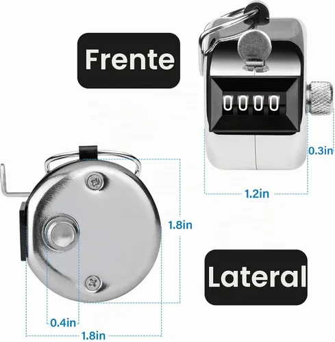 Vista 5 de Contador de 4 Dígitos, Clicker de Mano, Contadores de Metal con Clicker para Pitch, para Contar, Tejer, Entrenar, Golf, Vueltas, Pesca