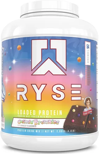 Vista 27 de RYSE Proteína en Polvo Cargada - Jet-Puffed Pastel de Cumpleaños - 25g Aislado y Concentrado de Proteína de Suero con Fibra Prebiótica y MCTs - Bajo