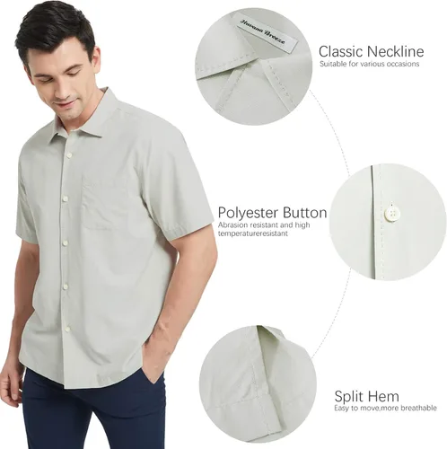 Vista 3 de Havana Breeze Camisas hawaianas de seda y algodón con botones para hombre, estilo casual, tropical, para la playa