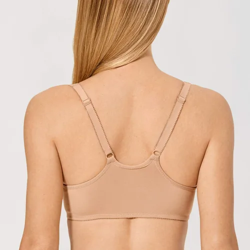 Vista 2 de DELIMIRA Brasier de espalda cruzada con cierre frontal para mujer, talla grande, cobertura completa, con aros, sin forro