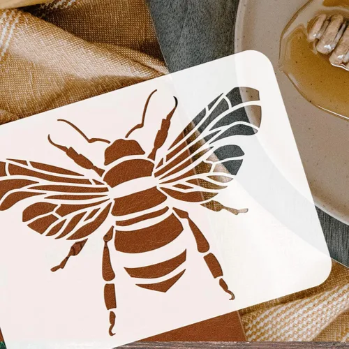 Vista 3 de FINGERINSPIRE Plantilla de abeja reutilizable de 8.3 x 11.7 pulgadas, plantilla de dibujo de abejorro Datura para manualidades, plantilla de pintura