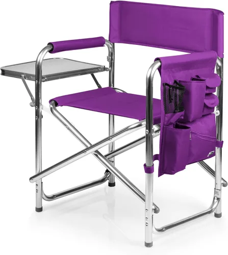 Vista 14 de PICNIC TIME Silla deportiva con mesa auxiliar, sillas de campamento acolchadas plegables para exteriores para adultos con portavasos y panel