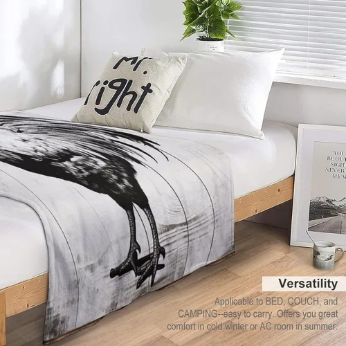Vista 5 de Manta de microfibra suave y acogedora con diseño de gallo rústico en blanco y negro, suave y acogedora manta de microfibra para sofá, cama, oficina