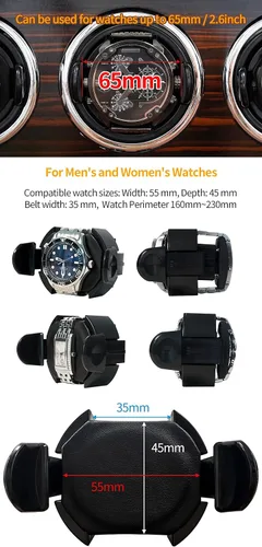 Vista 4 de Oryx Watch Winders for 36 Automatic Watches Wooden Rotating Watch Box 15 Rotation Modes Setting Display Case with LED Light, AC or USB Powered Super