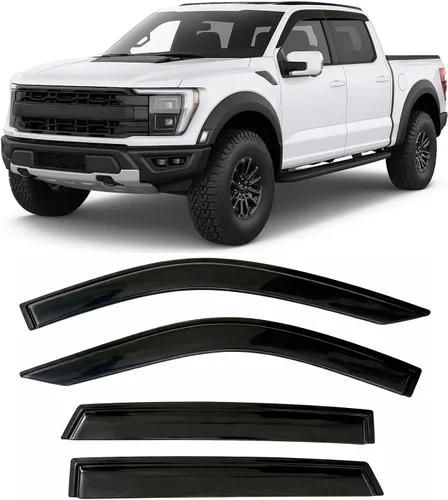 Vista 18 de Protectores de lluvia en canal 2015-2026 para Ford F150 SuperCrew Deflectores de visera de ventana lateral (solo cabina de tripulación) XL STX XLT