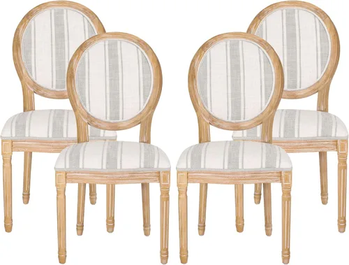 Vista 23 de Christopher Knight Home - Juego de sillas para comedor, modelo Phinnaeus, juego de 4, madera, rayas azul oscuro + beige claro + natural