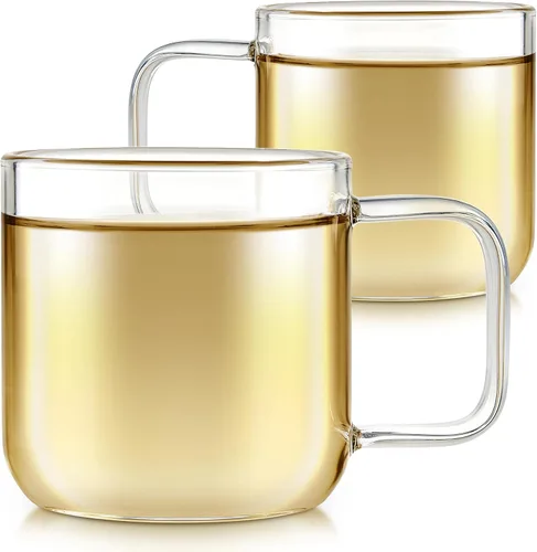 Vista 3 de Teabloom Juego de dos vasos de vidrio de borosilicato de primera calidad, 6 onzas, sin manchas y aptos para microondas