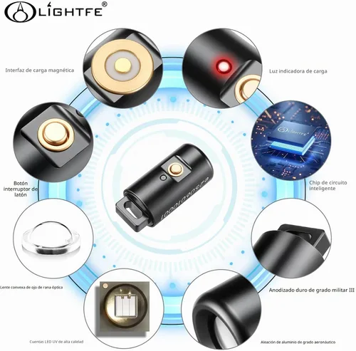 Vista 2 de Linterna UV Mini E2A 395nm, Luz Ultravioleta Recargable en Llavero, Luz Negra Profesional para Curación de Resina, Detector de Orina de Mascotas