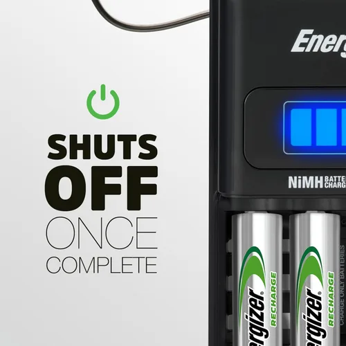 Vista 6 de Energizer CH1HRWB-4 - Cargador de pilas AA/AAA con 4 pilas AA NiMH recargables (carga pilas AA o AAA en 1 hora o menos)
